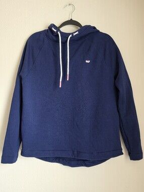 Vineyard Vines Navy Pink Drawstring Pullover Terry Hoodie Size Small